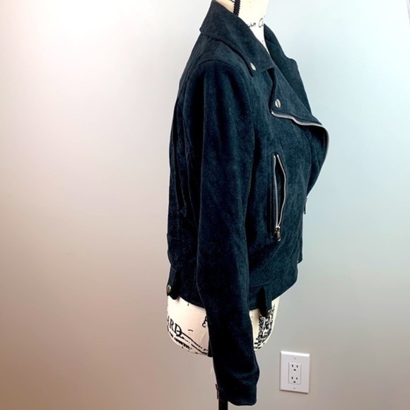 Olivaceous Black Faux Suede Moto Jacket - Picture 5 of 7